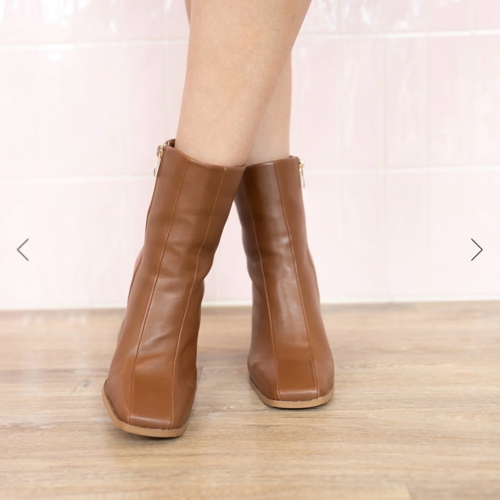 Boss Lady Chunky Heeled Boots Brown Size 10 - Picture 2 of 14